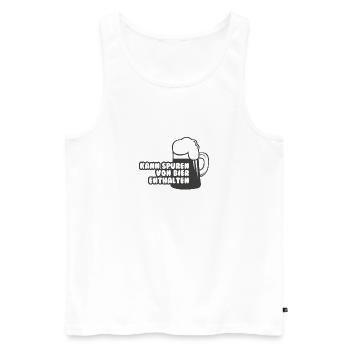 Kann Spuren von Bier enthalten - Männer Premium Bio Tank Top - Weiß - Vorne - Michal (187cm)