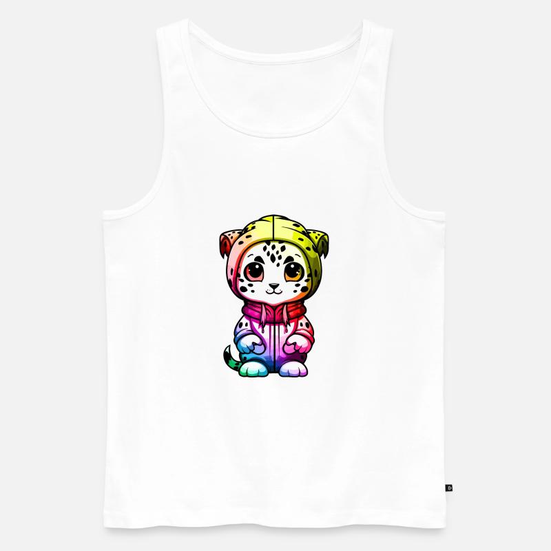 Schneeleopard Winter leopard Tier - Männer Premium Bio Tank Top - Weiß