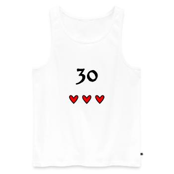 30 ANS. 30e ANNIVERSAIRE. ANNIVERSAIRE 30 ANS - Débardeur bio Premium Homme - blanc - Devant - Michal (187cm)