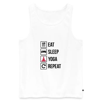 Mangez le sommeil Répétition de yoga - drôle - drôle - Débardeur bio Premium Homme - blanc - Devant - AI Model Male 178 light (178cm)