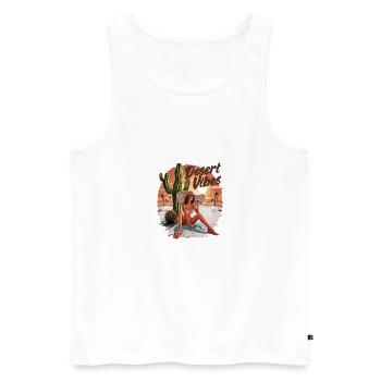 Sonnenuntergang Desert Vibes Urlaub Abenteuer - Männer Premium Bio Tank Top - Weiß - Vorne - Michal (187cm)