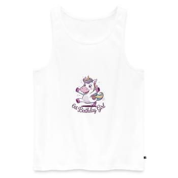 Anniversaire Fille 6 Ans Licorne - Débardeur bio Premium Homme - blanc - Devant - Michal (187cm)