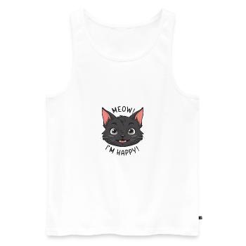 Meow? Ich Bin Glücklich, Süße Katze Gesicht - Männer Premium Bio Tank Top - Weiß - Vorne - AI Model Male 178 light (178cm)