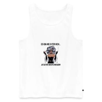 Ich Bin Wie Guter Wein – Je Älter Desto Besser! - Männer Premium Bio Tank Top - Weiß - Vorne - Michal (187cm)