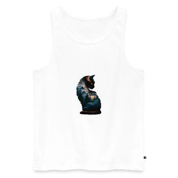 Mystic Forest Chats Coucher de soleil Illustration - Débardeur bio Premium Homme - blanc - Devant - Michal (187cm)