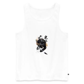 Panthère puissante avec katana - Débardeur bio Premium Homme - blanc - Devant - AI Model Male 178 light (178cm)
