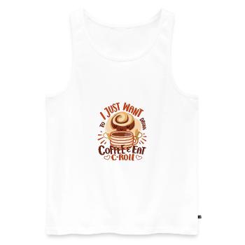 Amateur de pâtisserie Je veux juste boire du café et manger C-roll - Débardeur bio Premium Homme - blanc - Devant - Michal (187cm)