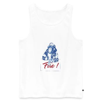 Schimpanse-Feuer-Affe-Affe-Feuerwehrmann-Illustration - Männer Premium Bio Tank Top - Weiß - Vorne - AI Model Male 178 light (178cm)