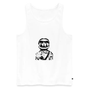 ASTRONAUTIN ASTRONAUT FRAU FRAUENPOWER STENCIL - Männer Premium Bio Tank Top - Weiß - Vorne - AI Model Male 178 light (178cm)