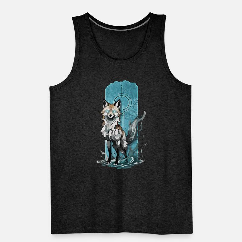 Ätherischer Fuchsgeist: Mystischer blauer Flammenfuchs Männer Premium Bio Tank Top