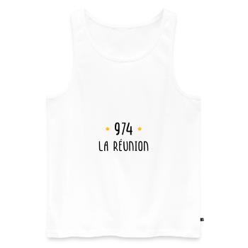 974 La Réunion - Débardeur bio Premium Homme - blanc - Devant - AI Model Male 178 light (178cm)