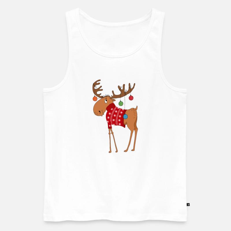 Elch im Pullover - Männer Premium Bio Tank Top - Weiß