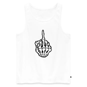 Skull Mittelfinger - Männer Premium Bio Tank Top - Weiß - Vorne - Michal (187cm)