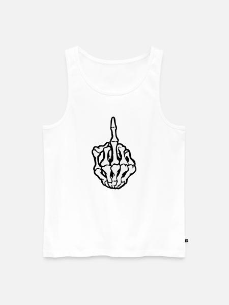 Skull Mittelfinger - Männer Premium Bio Tank Top - Weiß