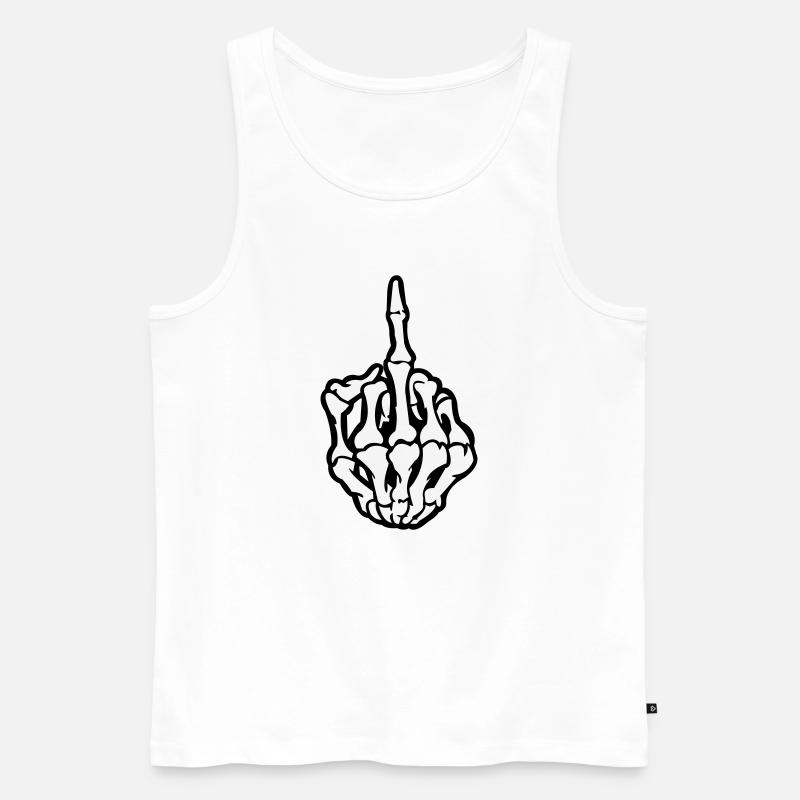 Skull Mittelfinger - Männer Premium Bio Tank Top - Weiß