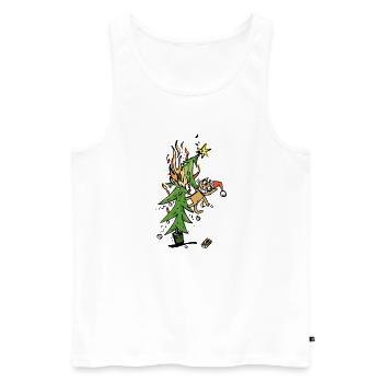 Weihnachten mit Katze im Baum - Männer Premium Bio Tank Top - Weiß - Vorne - Michal (187cm)