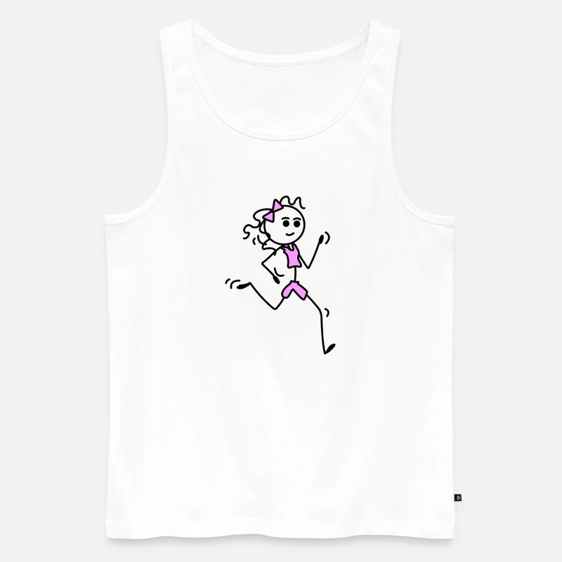 Ich laufe, Läufermädchen mit Fliege - Männer Premium Bio Tank Top - Weiß