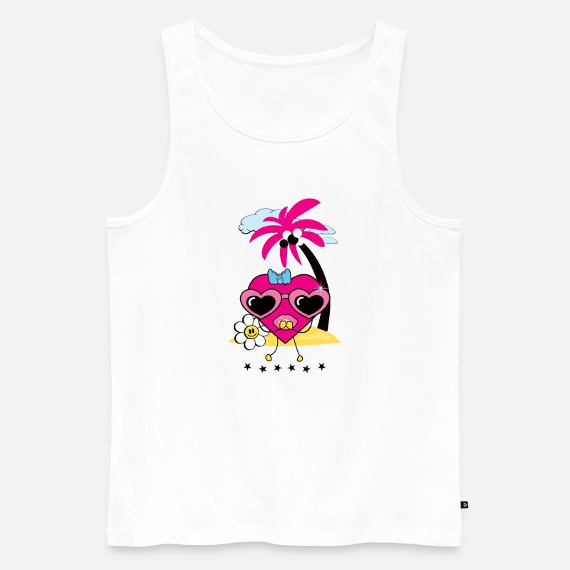 Herz auf Insel - Männer Premium Bio Tank Top - Weiß