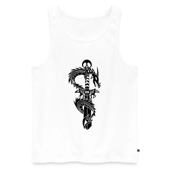 Der schwarze Drache und das Schwert - Männer Premium Bio Tank Top - Weiß - Vorne - AI Model Male 178 light (178cm)