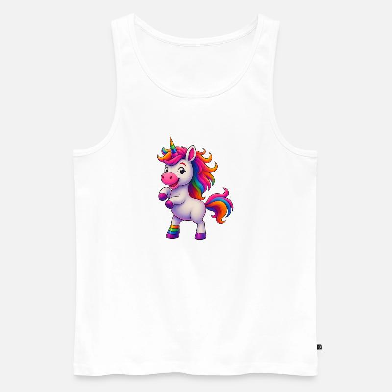 Bunter Einhorn mit Regenbogenmähne - Männer Premium Bio Tank Top - Weiß