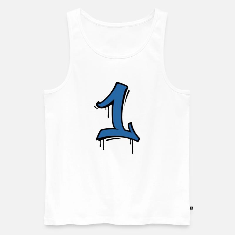 Graffiti Eins Neonblau - Männer Premium Bio Tank Top - Weiß