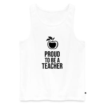 Fier d’être enseignant - Icône du dessin au trait minimaliste - Débardeur bio Premium Homme - blanc - Devant - AI Model Male 178 light (178cm)