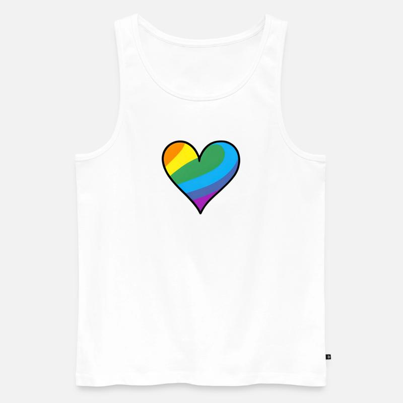 Regenbogenherz Pride Print - Männer Premium Bio Tank Top - Weiß