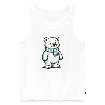 Ours polaire avec écharpe - Débardeur bio Premium Homme - blanc - Devant - Michal (187cm)