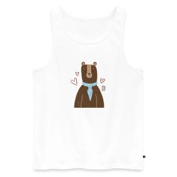 Un joli ours avec une écharpe bleue - Débardeur bio Premium Homme - blanc - Devant - Michal (187cm)