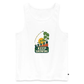 Keep Growing – Retro Pflanzen Motivation - Männer Premium Bio Tank Top - Weiß - Vorne - Michal (187cm)