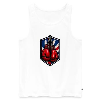 Union Jack Schild Boxhandschuhe - Männer Premium Bio Tank Top - Weiß - Vorne - Michal (187cm)