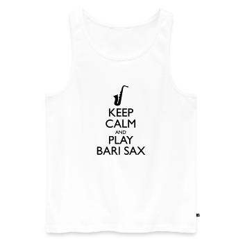 Play Bari Sax - Männer Premium Bio Tank Top - Weiß - Vorne - AI Model Male 178 light (178cm)