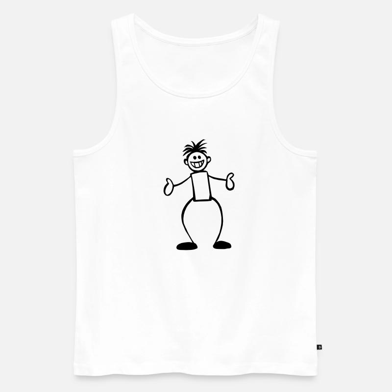 Strichmännchen - Männer Premium Bio Tank Top - Weiß