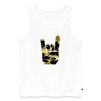 camou rock hand - Men's Premium Organic Tank Top - white - Front - AI Model Male 178 light (178cm)