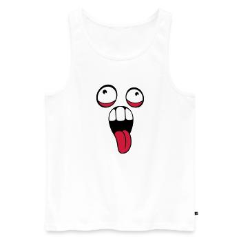 crazy face head eyes tongue mouth outstretched - Men's Premium Organic Tank Top - white - Front - AI Model Male 178 light (178cm)