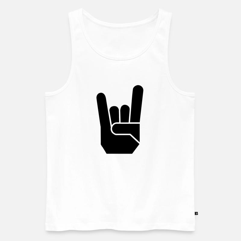 Rock Hand Pommesgabel Devilhand - Débardeur bio Premium Homme - blanc