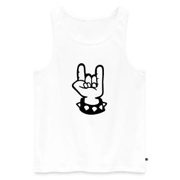 signe cornu metal fork rock hand sign devil hard - Débardeur bio Premium Homme - blanc - Devant - AI Model Male 178 light (178cm)
