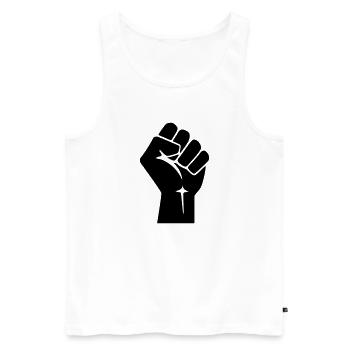 Raised Fist Logo (Vector) - Men's Premium Organic Tank Top - white - Front - AI Model Male 178 light (178cm)