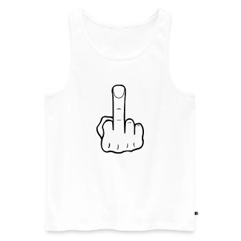 mittelfinger_01 - Männer Premium Bio Tank Top - Weiß - Vorne - Michal (187cm)