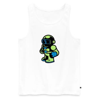 Cartoon Spaceman Astronaut - Men's Premium Organic Tank Top - white - Front - AI Model Male 178 light (178cm)