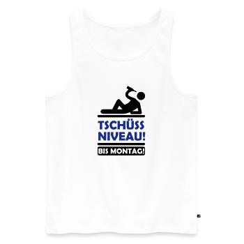 tschuess_niveau_2 - Männer Premium Bio Tank Top - Weiß - Vorne - Michal (187cm)
