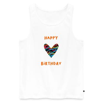 BIRTHDAY. HAPPY BIRTHDAY. HAPPY BIRTHDAY. - Men's Premium Organic Tank Top - white - Front - Michal (187cm)