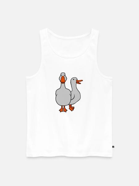 2 cute geese team - Men's Premium Organic Tank Top - white