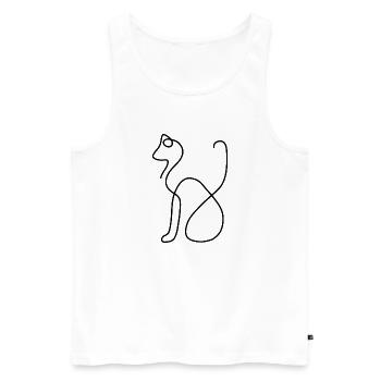 one line Katze - Männer Premium Bio Tank Top - Weiß - Vorne - AI Model Male 178 light (178cm)