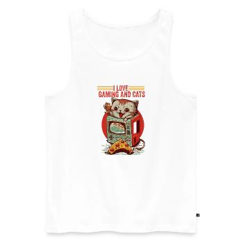 Gift idea game cat - Men's Premium Organic Tank Top - white - Front - Michal (187cm)