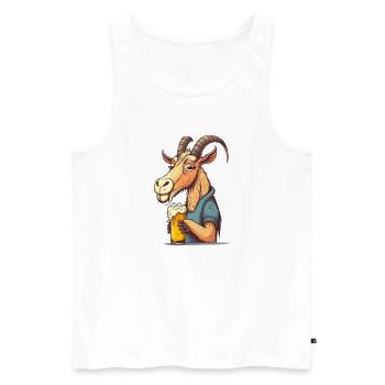 Funny beer drinker, the billy goat - Men's Premium Organic Tank Top - white - Front - Michal (187cm)