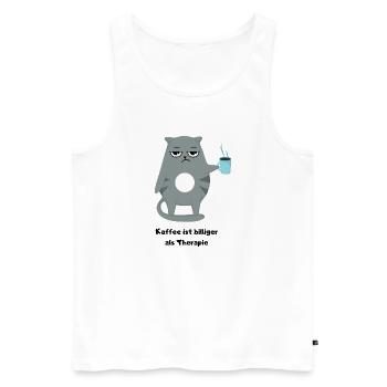 Kaffee ist billiger als Therapie - Männer Premium Bio Tank Top - Weiß - Vorne - AI Model Male 178 light (178cm)