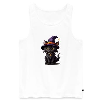 Helloween Kürbis Katze - Männer Premium Bio Tank Top - Weiß - Vorne - Michal (187cm)