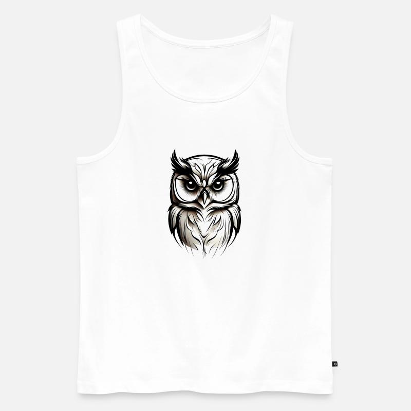 Weise Eule - Männer Premium Bio Tank Top - Weiß