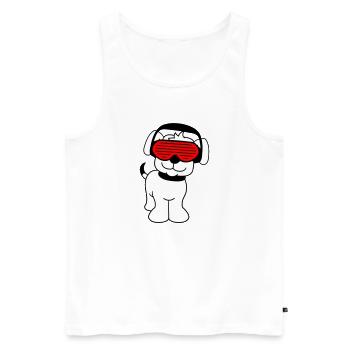 Cool Mignon DJ Chien Animal de compagnie Chiot Musique de fête - Débardeur bio Premium Homme - blanc - Devant - Michal (187cm)